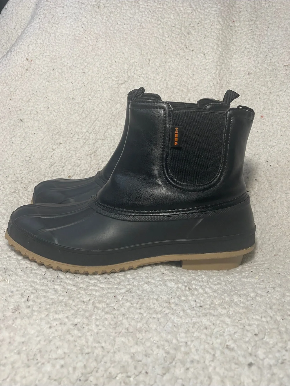 HISEA Black Insulated Waterproof Slip-On Rain / Outdoor Chelsea Boot Size 9